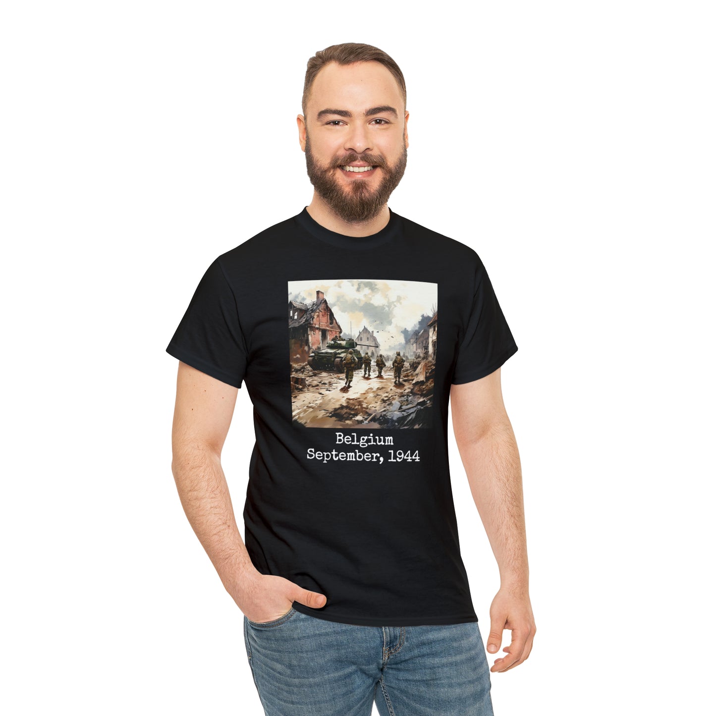 Belgium - September, 1944 - 76mm - Unisex Heavy Cotton Tee