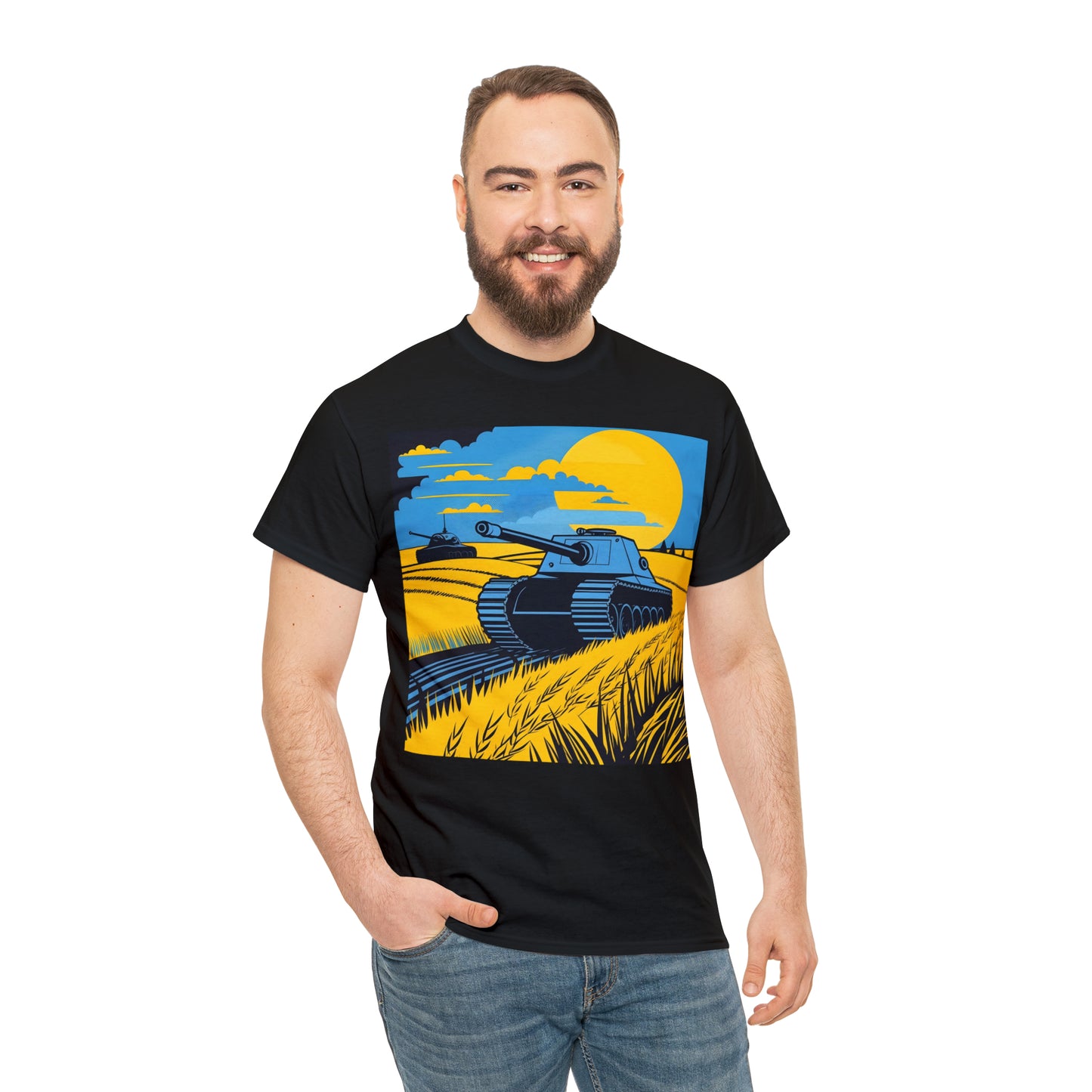Ukrainian Tank - Old Poster Style - Unisex Heavy Cotton Tee