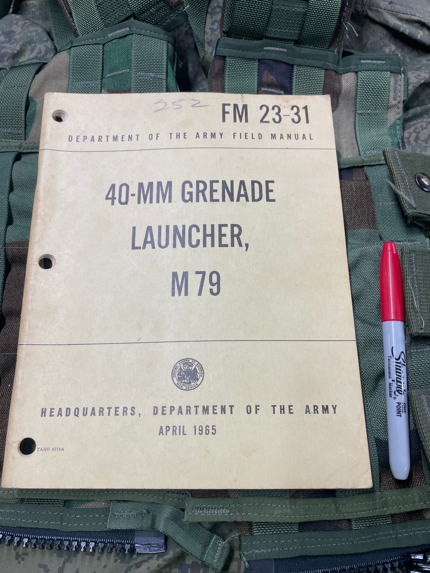 US Army - “40MM GRENADE LAUNCHER, M79” FM 23-31 - April 1965 Original —FREE SHIPPING