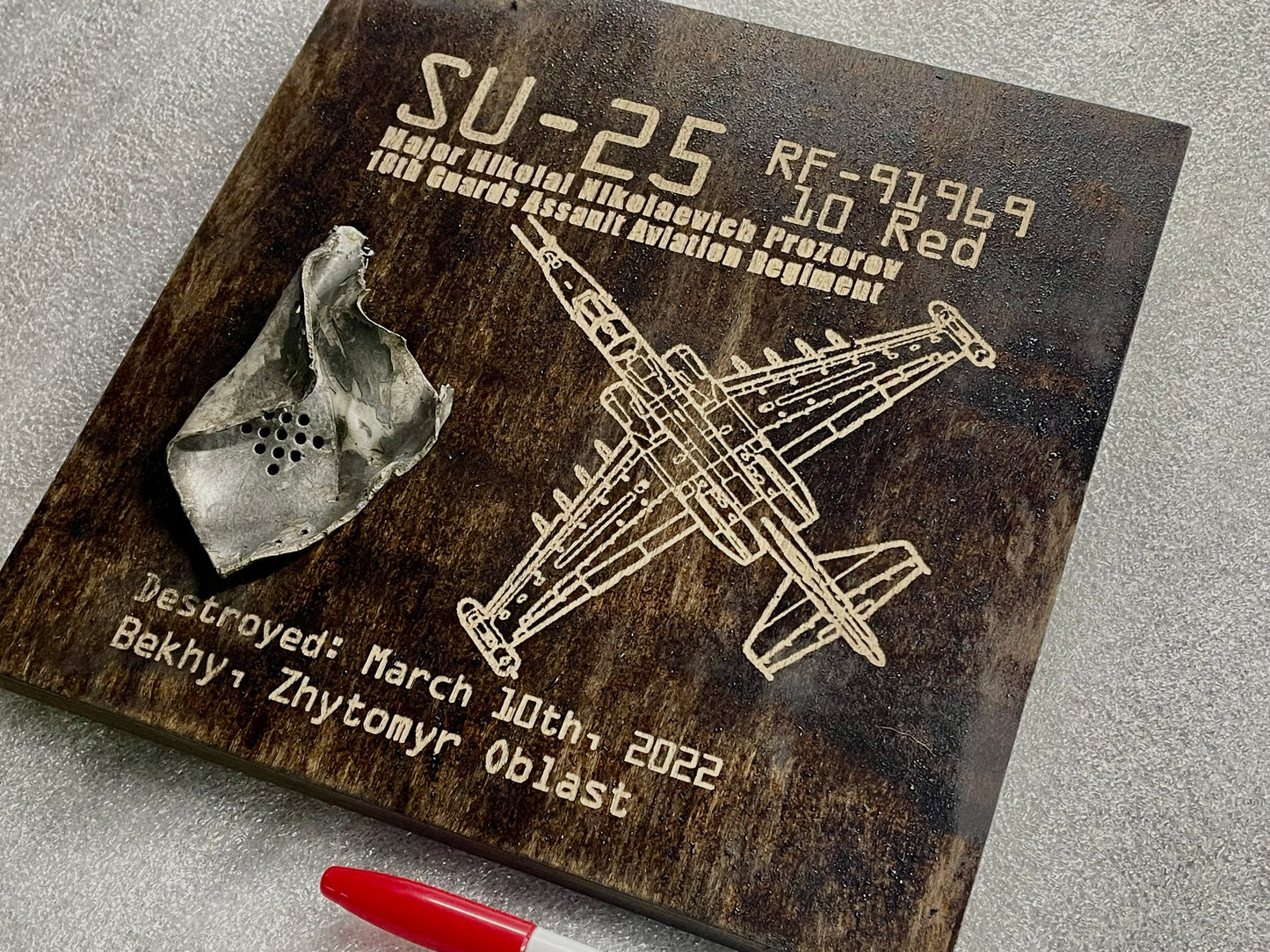 SU-25 (RF-91969) 10 R (Red) LARGE Trophy Plaque #105 - 2022 — FREE SHIPPING