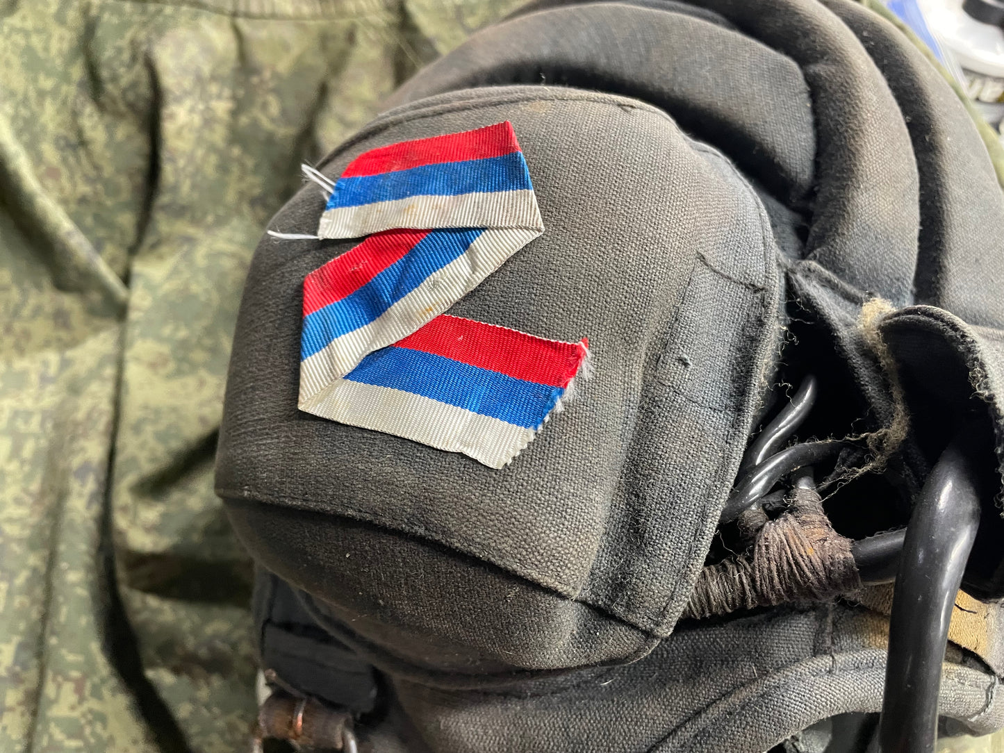 Russian Tankers Helmet w/Ribbon, Markings and Comms