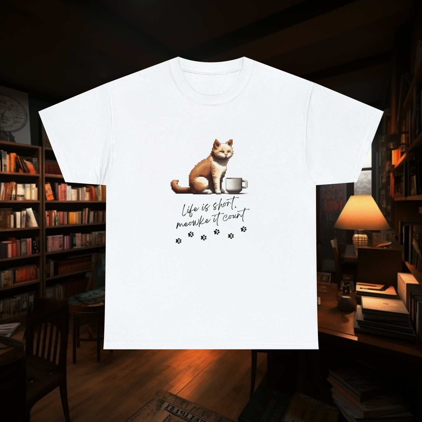 Life is short, Meowke it count - Unisex Heavy Cotton Tee