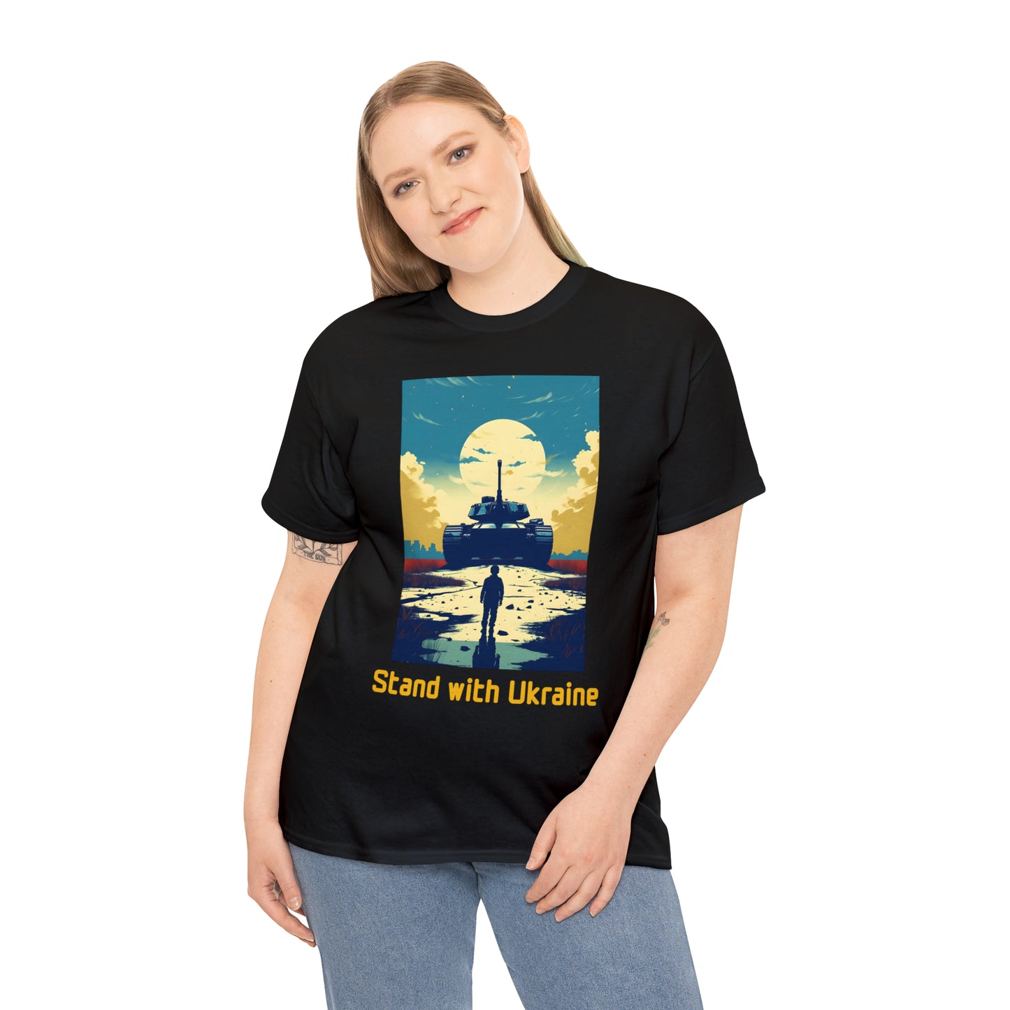 Stand with Ukraine - RU Tank - Unisex Heavy Cotton Tee