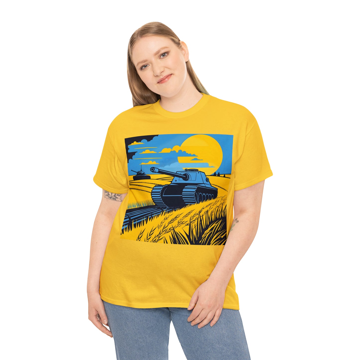 Ukrainian Tank - Old Poster Style - Unisex Heavy Cotton Tee