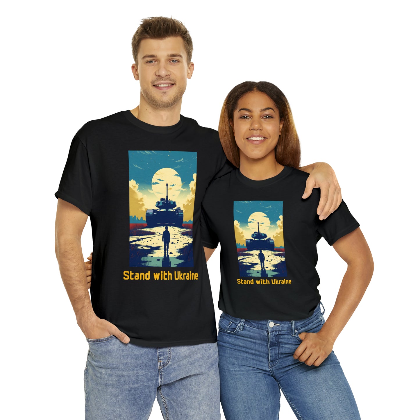 Stand with Ukraine - RU Tank - Unisex Heavy Cotton Tee