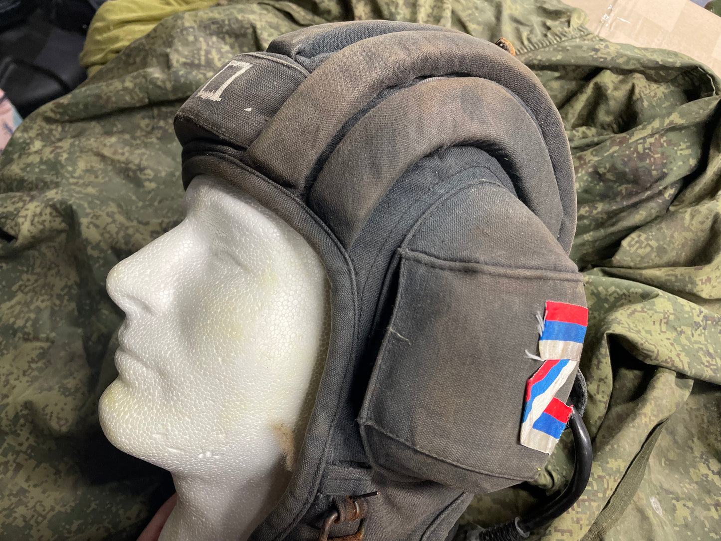 Russian Tankers Helmet w/Ribbon, Markings and Comms